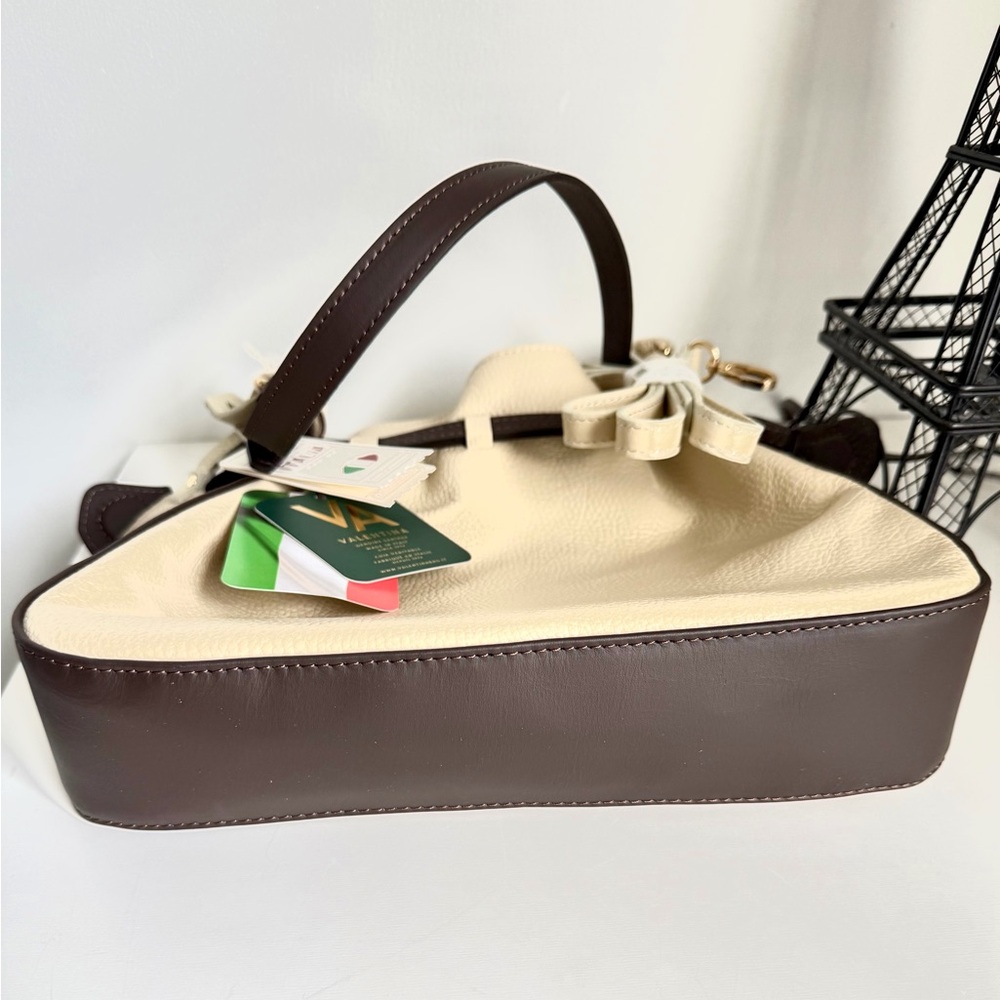 Valentina Cream and Brown Shoulder Bag - Picture 5 of 9
